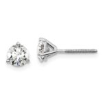 Platinum 1 carat Certified Lab Grown Diamond VS+ F+ Round Complete Three Prong Screwback Stud Earrings