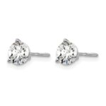14k White Gold 1 carat Certified Lab Grown Diamond VS+ F+ Round Complete Three Prong Screwback Stud Earrings - Image 2