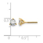 14k 1 carat Lab Grown Diamond VS/SI+ G+ Round Complete Three Prong Screwback Stud Earrings - Image 5