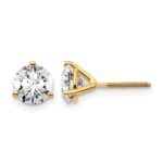 14k 1 1/2 carat Lab Grown Diamond VS+ F+ Round Complete Three Prong Screwback Stud Earrings