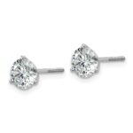 18k White Gold 5 carat Lab Grown Diamond VS+ F+ Round Complete Three Prong Screwback Stud Earrings - Image 2