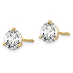 18k 5 carat Certified Lab Grown Diamond VS+ F+ Round Complete Three Prong Screwback Stud Earrings - Image 2