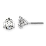 Platinum 3 carat Lab Grown Diamond VS+ F+ Round Complete Three Prong Screwback Stud Earrings