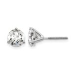 14k White Gold 3 carat Lab Grown Diamond VS+ F+ Round Complete Three Prong Screwback Stud Earrings