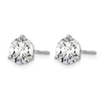 14k White Gold 4 carat Lab Grown Diamond VS+ F+ Round Complete Three Prong Screwback Stud Earrings - Image 2