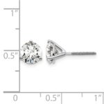14k White Gold 2 1/2 carat Lab Grown Diamond VS/SI+ G+ Round Complete Three Prong Screwback Stud Earrings - Image 4