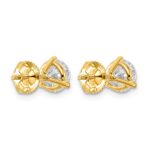 14k 2 carat Lab Grown Diamond VS/SI+ G+ Round Complete Three Prong Screwback Stud Earrings - Image 4