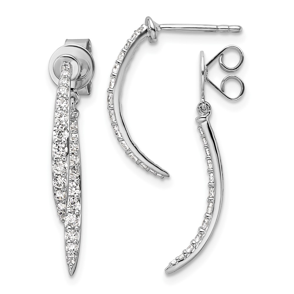 EM10168-065-WAA.jpg 14k White Gold 5/8 carat Lab Grown Diamond VS/SI+ G+ Front and Back Dangle Post Earrings - Image 1
