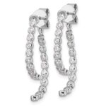 14K White Gold Polished 3/8 carat Diamond Bezel Front and Back Dangle Earrings - Image 2