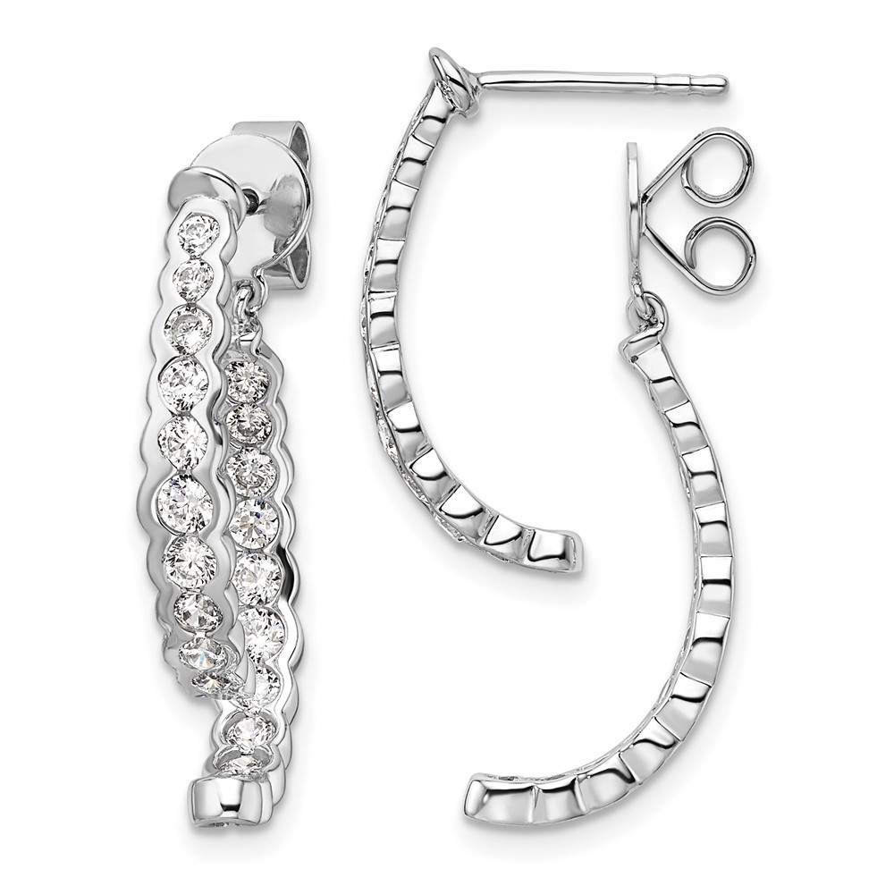 EM10172-149-WAA.jpg 14k White Gold 1 1/2 carat Lab Grown Diamond VS/SI+ G+ Front and Back Dangle Post Earrings - Image 1
