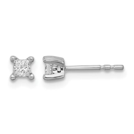 14k White Gold 1/4 carat Lab Grown Diamond VS+ F+ Princess Complete Four Prong Stud Earrings
