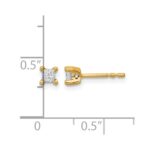14k 1/4 carat Lab Grown Diamond VS+ F+ Princess Complete Four Prong Stud Earrings - Image 4