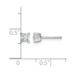 14k White Gold 1/2 carat Lab Grown Diamond VS/SI+ G+ Princess Complete Four Prong Stud Earrings - Image 4