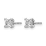 14k White Gold 5/8 carat Lab Grown Diamond VS+ F+ Princess Complete Four Prong Stud Earrings - Image 2