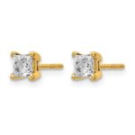 14k 5/8 carat Lab Grown Diamond VS/SI+ G+ Princess Complete Four Prong Stud Earrings - Image 2