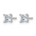 14k White Gold 3/4 carat Certified Lab Grown Diamond VS/SI+ G+ Princess Complete Four Prong Stud Earrings - Image 2