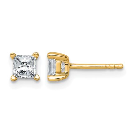 14k 3/4 carat Certified Lab Grown Diamond VS+ F+ Princess Complete Four Prong Stud Earrings