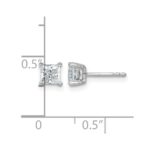 14k White Gold 1 carat Certified Lab Grown Diamond VS+ F+ Princess Complete Four Prong Stud Earrings - Image 4