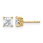 14k 1 carat Certified Lab Grown Diamond VS+ F+ Princess Complete Four Prong Stud Earrings