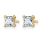 14k 1 carat Lab Grown Diamond VS+ F+ Princess Complete Four Prong Stud Earrings - Image 2