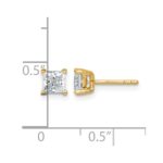 14k 1 carat Lab Grown Diamond VS+ F+ Princess Complete Four Prong Stud Earrings - Image 4