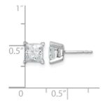 14k White Gold 2 carat Certified Lab Grown Diamond VS+ F+ Princess Complete Four Prong Stud Earrings - Image 4
