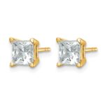 14k 2 carat Lab Grown Diamond VS/SI+ G+ Princess Complete Four Prong Stud Earrings - Image 2