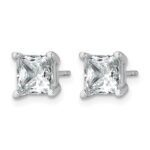 14k White Gold 3 carat Lab Grown Diamond VS+ F+ Princess Complete Four Prong Stud Earrings - Image 2