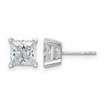 14k White Gold 3 carat Lab Grown Diamond VS/SI+ G+ Princess Complete Four Prong Stud Earrings