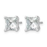 14k White Gold 4 carat Certified Lab Grown Diamond VS/SI+ G+ Princess Complete Four Prong Stud Earrings - Image 2