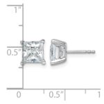 14k White Gold 4 carat Lab Grown Diamond VS/SI+ G+ Princess Complete Four Prong Stud Earrings - Image 4