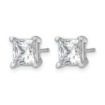 14k White Gold 5 carat Lab Grown Diamond VS+ F+ Princess Complete Four Prong Stud Earrings - Image 2