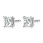 14k White Gold 2 carat Certified Lab Grown Diamond VS+ F+ Princess Complete Four Prong Screwback Stud Earrings - Image 2