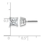 14k White Gold 2 carat Certified Lab Grown Diamond VS+ F+ Princess Complete Four Prong Screwback Stud Earrings - Image 4
