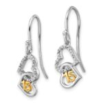 14K Two-tone Polished Diamond Quinceanera Double Heart Dangle Earrings - Image 2