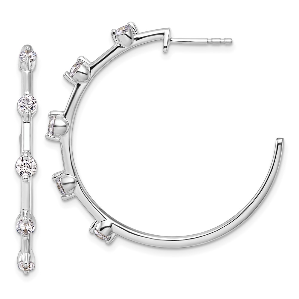 EM10224-080-WAA.jpg 14k White Gold 3/4 carat Lab Grown Diamond VS/SI+ G+ Complete C-Hoop Post Earrings - Image 1