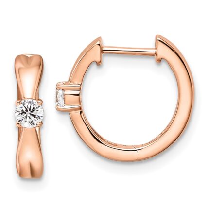 14k Rose Gold 1/5 carat Lab Grown Diamond VS/SI+ G+ Complete Fashion Hinged Hoop Earrings