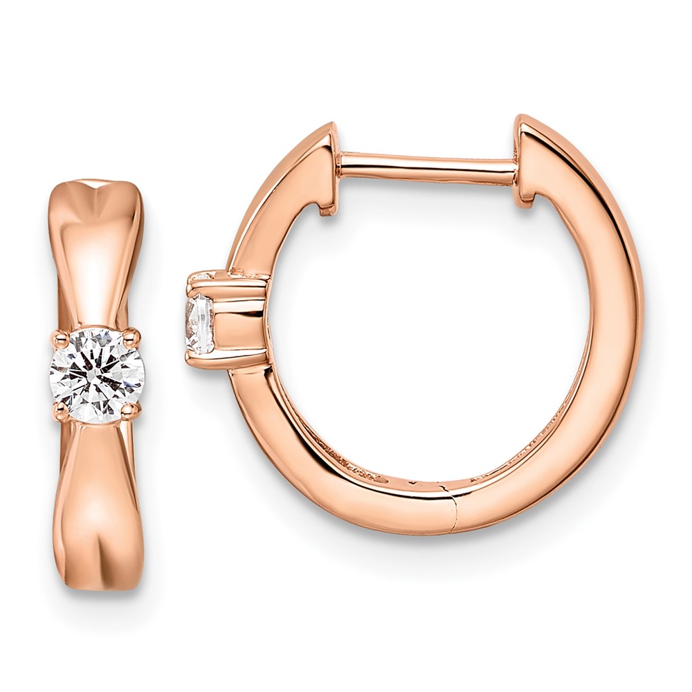 EM10226-022-RAA.jpg 14k Rose Gold 1/5 carat Lab Grown Diamond VS/SI+ G+ Complete Fashion Hinged Hoop Earrings - Image 1