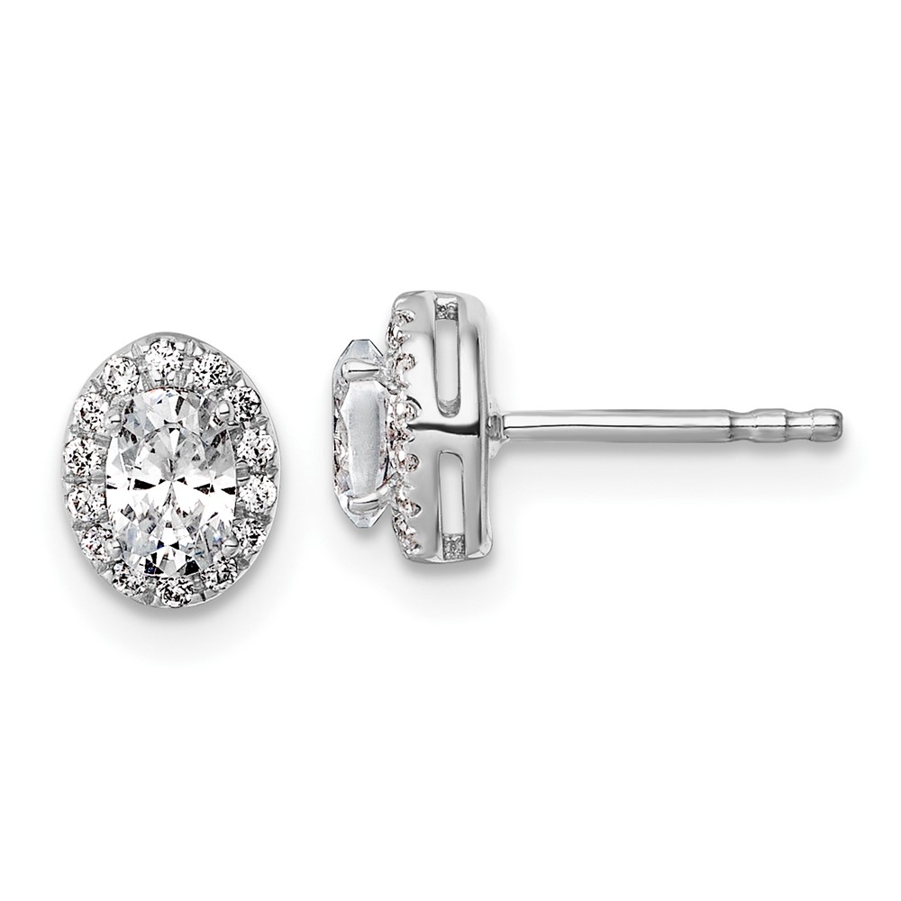 EM10431-062-WAA.jpg 14k White Gold 1/8 carat Lab Grown Diamond VS/SI+ G+ Semi-Mount Oval Halo Earrings - Image 1