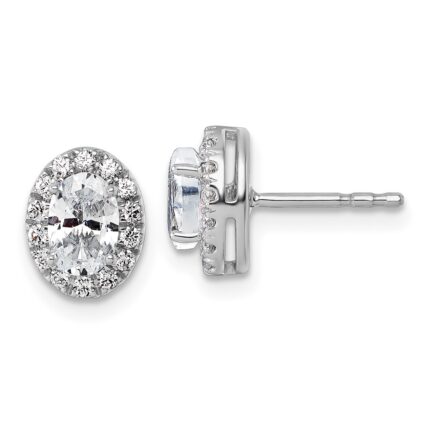 14k White Gold 1/4 carat Lab Grown Diamond VS/SI+ G+ Semi-Mount Oval Halo Earrings