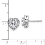14k White Gold 1/4 carat Lab Grown Diamond VS/SI+ G+ 1/2 Center Semi Mount Halo Heart Post Earrings - Image 5