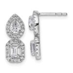 14k White Gold 7/8 carat Lab Grown Diamond VS/SI+ G+ Complete Two Stone Dangle Halo Post Earrings