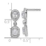 14k White Gold 1 carat Lab Grown Diamond VS/SI+ G+ Complete Two Stone Dangle Halo Post Earrings - Image 4
