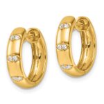 14K Polished Diamond Fancy Huggie Hoop Earrings - Image 2