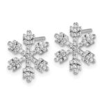 14k White Gold Snowflake Diamond Post Earrings - Image 2