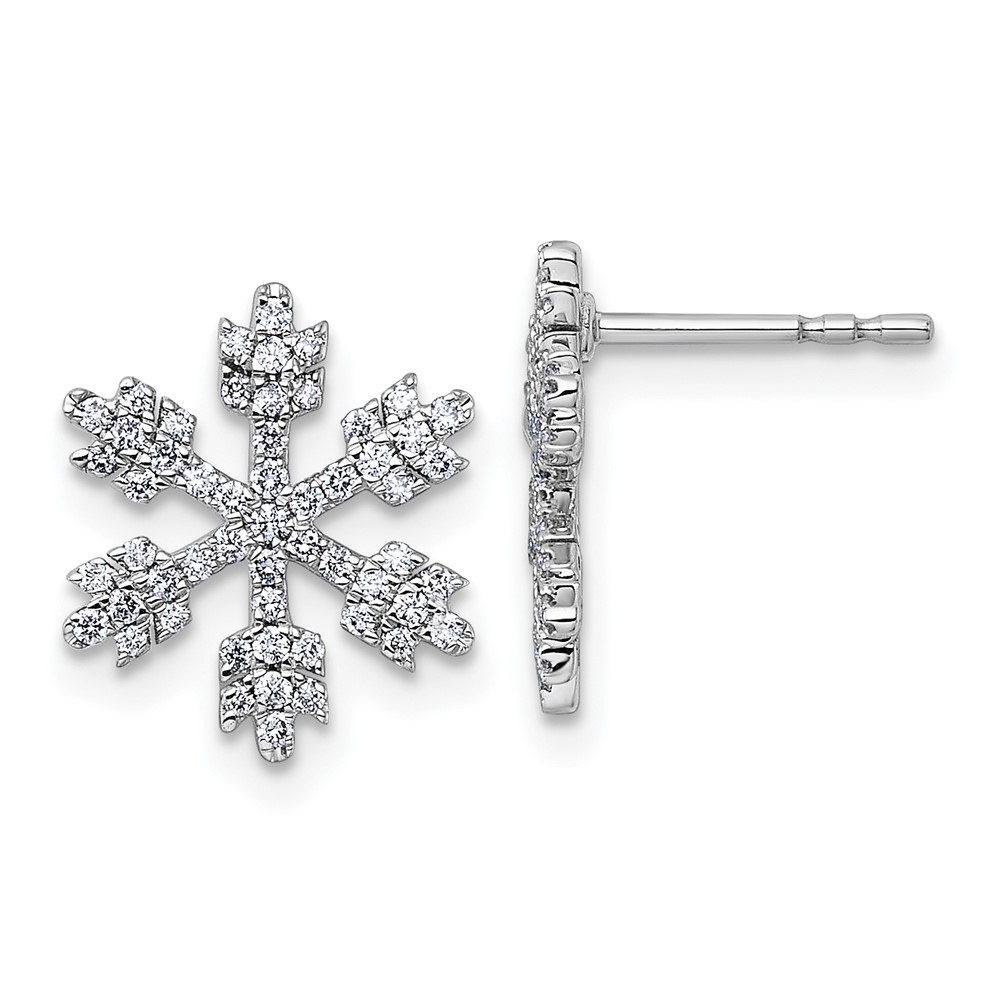 EM10807-050-WAA.jpg 14k White Gold Snowflake Diamond Post Earrings - Image 1