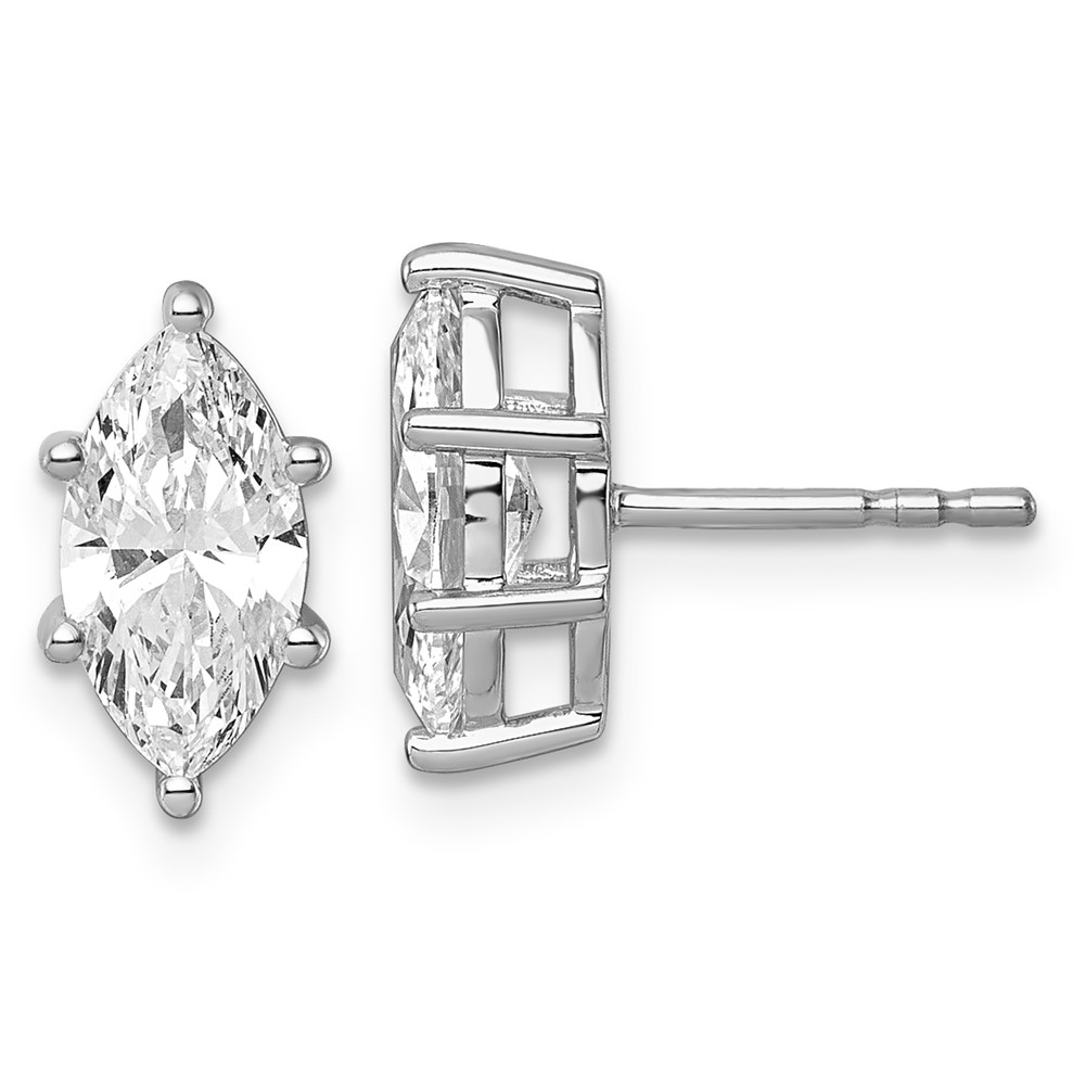 EM12318-200C-WAA.jpg 14kw 2 ctw Cert Lab Grown Diamond VS+ F+ Marquise 6 Prong Earring - Image 1