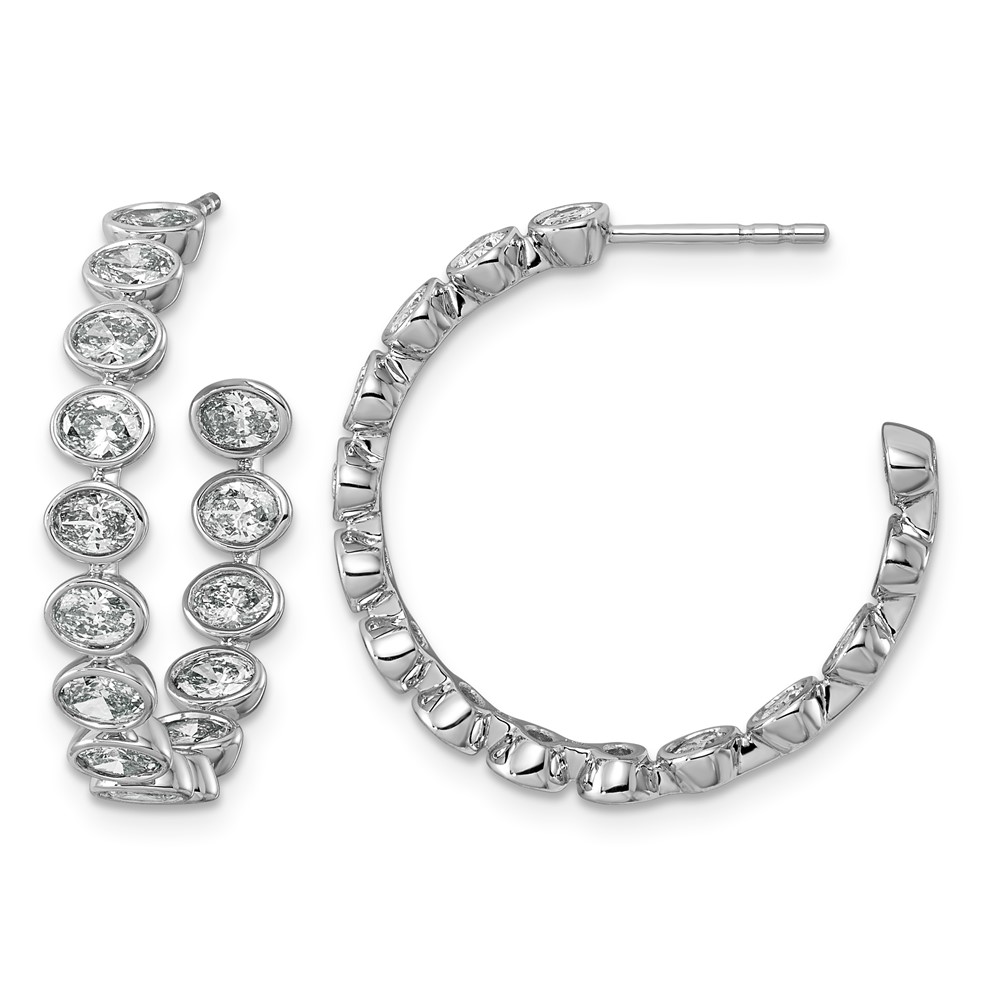 EM12526-262-WAA.jpg 14kw 2 5/8ct Lab Grown Dia VS+ F+ Post East/West Oval Hoop Earrings - Image 1