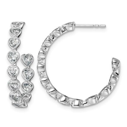 14kw 2 1/2ct Lab Grown Dia VS+ F+ Post Heart Hoop Earrings