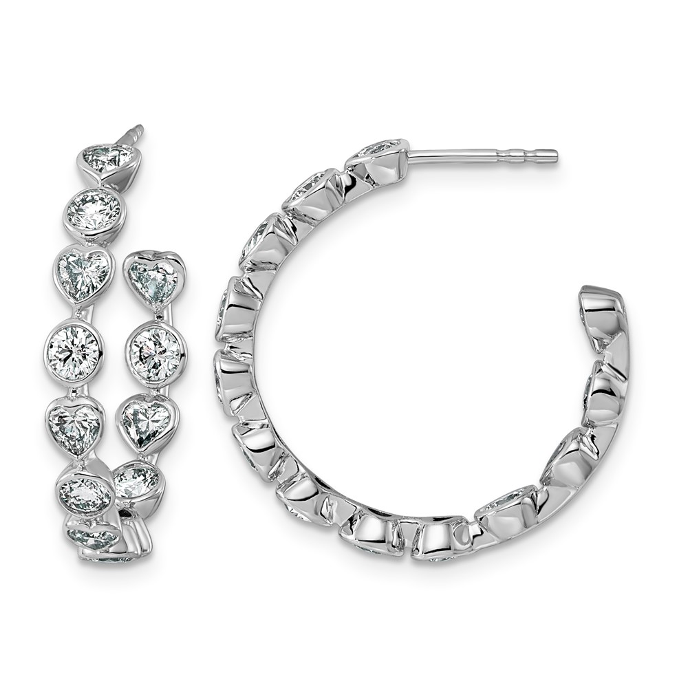 EM12530-262-WAA.jpg 14kw 2 5/8ct Lab Grown Dia VS+ F+ Post Round/Heart Hoop Earrings - Image 1